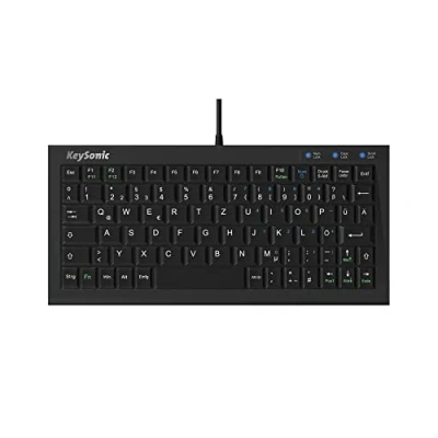 Afbeelding van KeySonic Toetsenbord QWERTZ met speciale Duitse karakters model ACK3401U Formaat: mini Zwart
