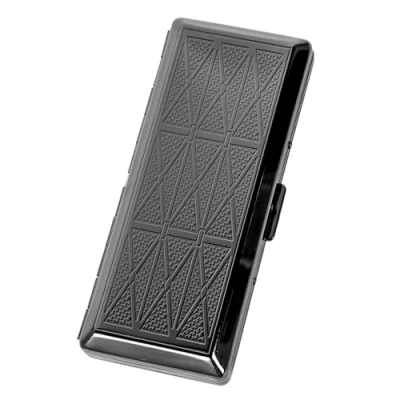Afbeelding van Mooie Stijlvolle Eenvoudige Metalen Dames En Mannen Sigaret Case Houdt 10 100mm Sigaretten (Grass Gun Zwart)