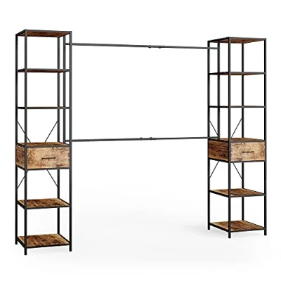 Afbeelding van Vicco Kledingopslagkast &quot;Fyrk&quot;, Eiken rustiek/Zwart, 180 x 187 cm