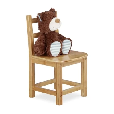Afbeelding van Relaxdays kinderstoel RUSTICO, bamboe, voor jongens en meisjes, kinderkamer stoel, HBD: ca. 50 x 28,5 28 cm, natuur