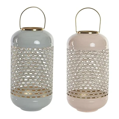 Afbeelding van Kaarshouder DKD Home Decor 24 x 46 cm Blauw Roze Aluminium 56 (2 Stuks)