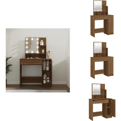 Afbeelding van vidaXL Kaptafel met LED verlichting 86,5x35x136 cm bruin eikenkleur
