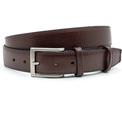 Afbeelding van JV Belts Mooie bruine pantalonriem heren en dames riem 3.5 cm breed Bruin Echt Leer Taille: 105cm Totale lengte riem: 120cm