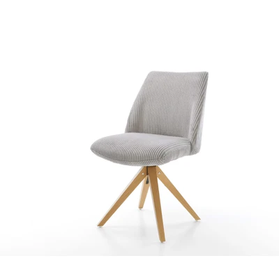 Afbeelding van Eetkamerstoel Elso Flex houten frame hoekig natuur koord zilver grijs pocketveer kern 180 draaibaar