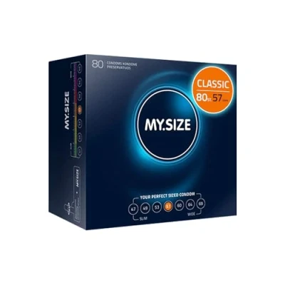 Afbeelding van MY.SIZE Classic condooms maat 4 I 57 mm breed 80 stuks mega pack premium extra dun true to touch gossamer dunne 0,07 wanddikte veganistisch