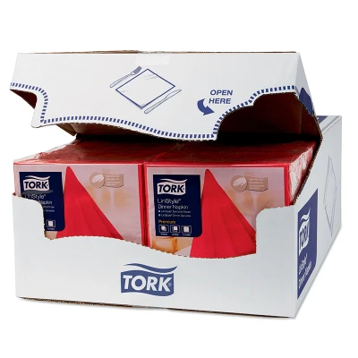 Afbeelding van Tork LinStyle Dinnerservet 39x39cm 1/4 vouw Rood 478854