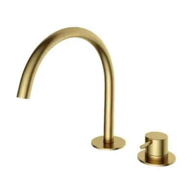 Afbeelding van HotBath Cobber Wastafelmengkraan 2 gats Geborsteld Messing CB023BB