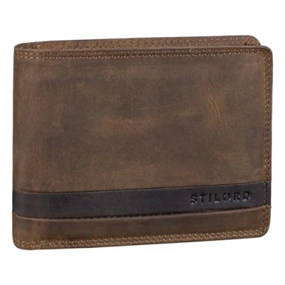 Afbeelding van STILORD &#039;Lennes&#039; RFID Portemonnee Heren Lederen Portefeuille met Muntzakje Vintage Wallet Genuine Leather, Kleur:middel bruin