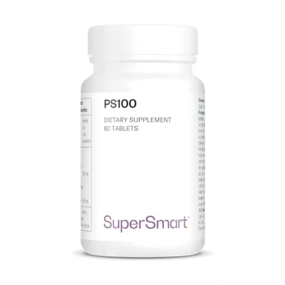 Afbeelding van Supersmart PS 100 Fosfolipiden gestandaardiseerd tot 20% Fosfatidylserine (LECI PS) Supplement dat je Hersenen Boost en Beschermt Non GMO &amp; Glutenvrij 60 Softgels