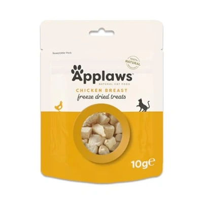 Afbeelding van Applaws Natuurlijke kattensnacks, gevriesdroogde kipfilet verpakking van 12 x 10 g zakjes