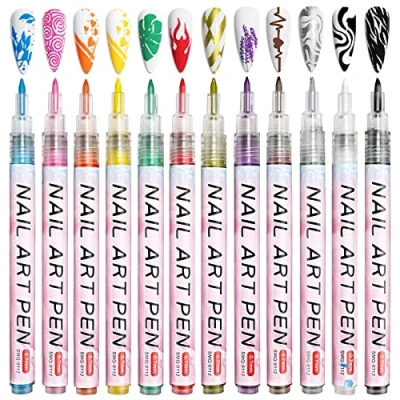 Afbeelding van Owelth 12 kleuren 3D nagelkunststiftenset, nagellakstift, doe het zelf lijn, nagelkunst, graffiti, nageltip, nail art, beauty, versiering, manicuregereedschap, nagellakstiften, nageldesign voor Halloween, Kerstmis