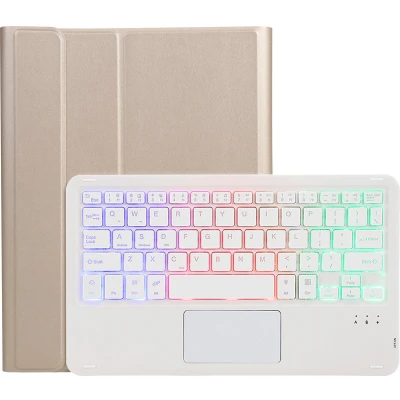 Afbeelding van Case2go Bluetooth Toetsenbord hoes geschikt voor Apple iPad 10 10.9 Inch (2022) QWERTY met verlichting Touchpad Goud