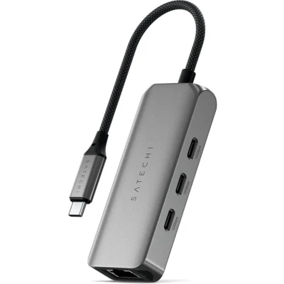 Afbeelding van SATECHI USB C Ethernet Adapter 2.5 Gigabit, 4 in 1 Netwerkadapter met Verhoogde Snelheid en 3 3.2 Poorten, voor Mac, iPad, Windows, Android, Chrome