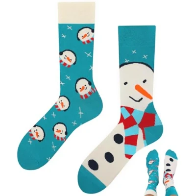 Afbeelding van TODO Colours Grappige sokken met motief, meerkleurig, kleurrijk, gek, voor levensvreugde, sneeuwpop, 35 38 EU