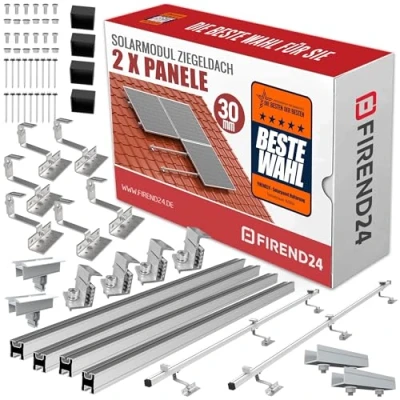 Afbeelding van Set van 2 PV modules, PV, fotovoltaïsche opstand, dakhouder, bevestiging, houder, zonnepaneel, baksteendak, 30 mm, 0%
