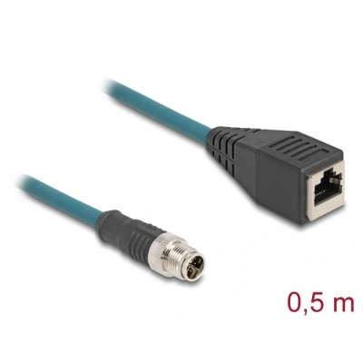 Afbeelding van Delock M12 Adapterkabel X kodiert 8 Pin Stecker zu RJ45 Buchse 50 cm