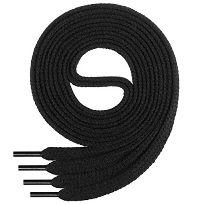 Afbeelding van Di Ficchiano Platte veters; van 100% katoen, voor sneakers en sportschoenen, zeer scheurvast, circa 7 mm breed zwart 120