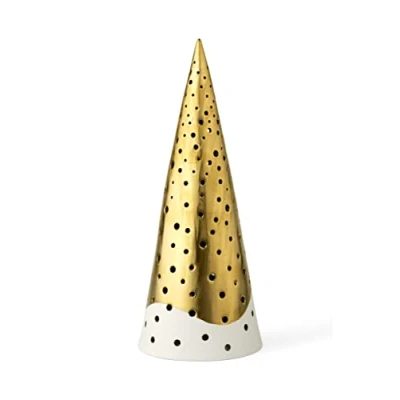 Afbeelding van Kähler Nobili theelichthouder H25.5cm wit / goud
