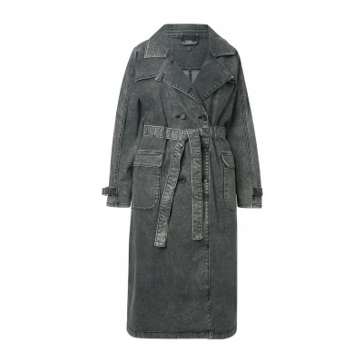 Afbeelding van Ulla Popken Trenchcoat, Dames, Maat: 42/44, Grey denim