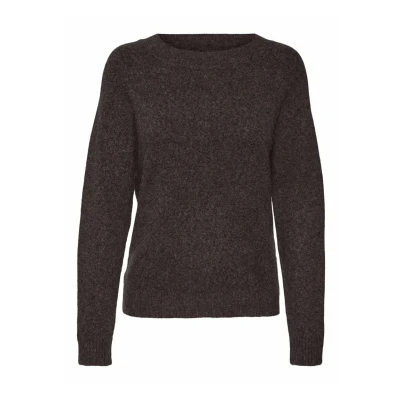 Afbeelding van VERO MODA Dames VMDOFFY LS O hals Blouse GA NOOS 10201022, Chocolate taart/Detail: w. Black Melange, XS