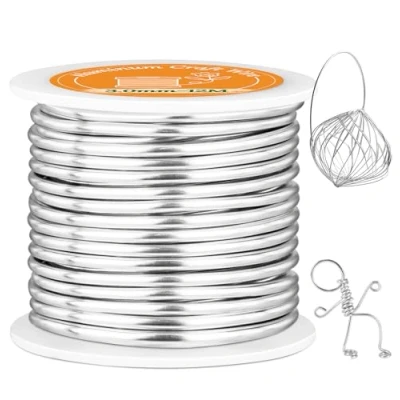Afbeelding van VynyQoo 3mm Aluminiumdraad, 12M Zilver Buigzaam en Flexibel Aluminium Craft Draad, Zilverdraad Voor Knutselen DIY beeldhouwen, bloemstukken, sculptuurframes, modelleren draadkunstprojecten
