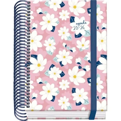 Afbeelding van Dohe Schoolagenda 2025 2026 Dag per Pagina, Formaat A6 (12x17 cm), Spaans en Engels, September tot Juni, Spiraalbinding Elastieksluiting, Harde Kaft, 4 Stickervellen PRIME Camomille