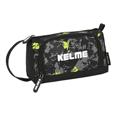 Afbeelding van Schoolpennenzak Kelme Jungle Zwart Grijs Limoen (20 x 11 8.5 cm)