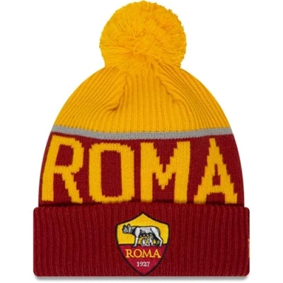 Afbeelding van New Era AS Roma Sport Knit Pack Beanie met pompon, Donker Rood, M/L