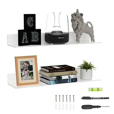 Afbeelding van Sezanrpt 60 cm acryl wandplanken voor opslag en organizer, plexiglas wanddecoratie, poppen, cosmetica, parfum, boeken, Funko Pop, actiefiguren
