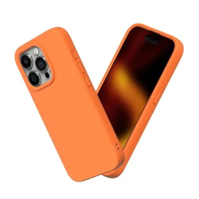 Afbeelding van RhinoShield Case compatibel met [iPhone 15 Pro Max] SolidSuit schokdempende en slanke beschermhoes premium afwerking 3,5 meter valbescherming oranje