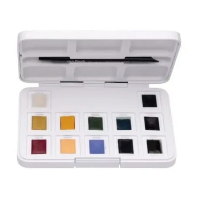 Afbeelding van Van Gogh Aquarelverf pocket box gedempte tinten met 12 kleuren in halve Napjes