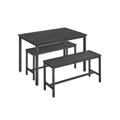 Afbeelding van Eettafel met 2 banken set eetset 3 delig meubilair ruimtebesparend ontwerp tafel: 70 cm x 110 75 cm, bank: 30 97 50
