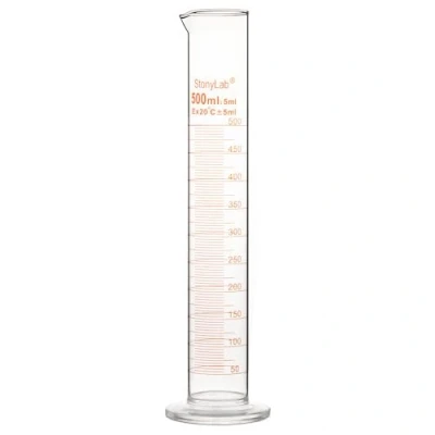 Afbeelding van stonylab 1 pack gegradueerde cilinder, borosilicaatglas 500 ml zware wandmaatcilinder met graduaatglas