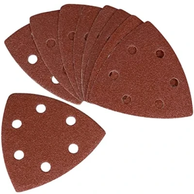 Afbeelding van FERM PSA1034 Delta Schuurvellen P120 10 stuks Met Klittenbandrug Stofgaten Afmeting 90x90mm Universeel Zeer geschikt voor DSM1009 Deltaschuurmachine OTM1005 OTM1006 Multitool Schuurpapier driehoek