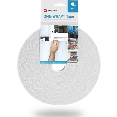 Afbeelding van Velcro One Wrap klittenband rol 10mm / wit (25 meter)