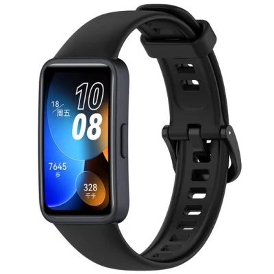 Afbeelding van Siliconen bandje met gesp Zwart Huawei Band 10 / 9 8