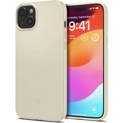 Afbeelding van Spigen Thin Fit Hoesje voor de Apple iPhone 15 Plus Back Cover Beige