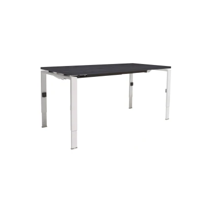 Afbeelding van Linesto N4 bureau, hoogte instelbaar (65 85cm) met 180x80cm Schaduwzwart zwevend 25mm blad en wit (RAL9010) vierpoot N frame (poot rechthoekig 66 x 26 mm.), (met geïntegreerde kabelgoot)
