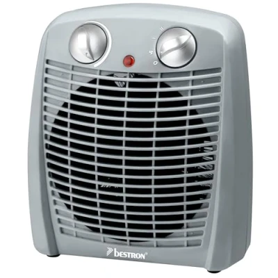 Afbeelding van Bestron Ventilatorkachel met 2 warmtestanden, incl. omvalbeveiliging &amp; oververhittingsbeveiliging, voor ruimtes tot 20m², 2000 watt, kleur: Grijs