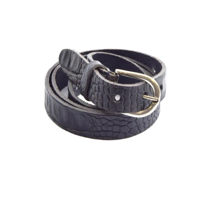 Afbeelding van Stijlvolle Navy Nerf Lederen Riem Maat 95 3 cm breed gemaakt van mooi leder met croco print