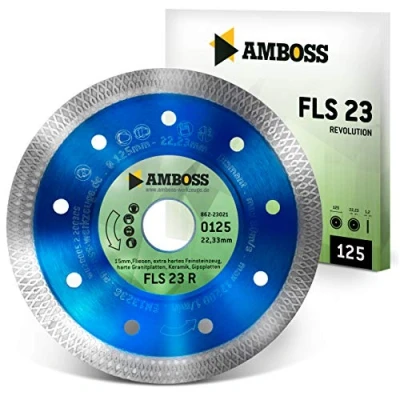 Afbeelding van Amboss FLS 23R Diamant doorslijpschijf Ø 125 mm x 1,2 22,23 extra dunne diamantdoorslijpschijf tegels, hard porselein aardewerk, graniet, keramiek Segment: 10