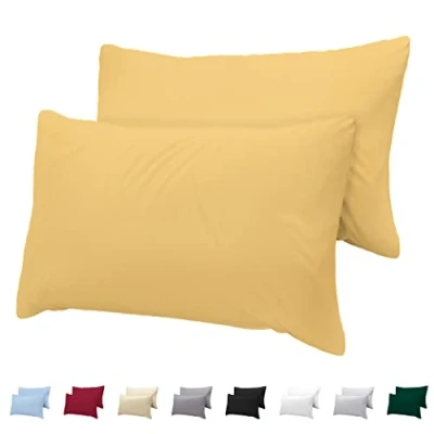Afbeelding van Twinzen Kussensloop, 40 x 60 cm (x2), 100% Katoen Jersey (150 g/m²), Geel Met Ritssluiting Kussensloop Kussenhoes, Oeko Tex Gecertificeerd, Zacht en Ademend