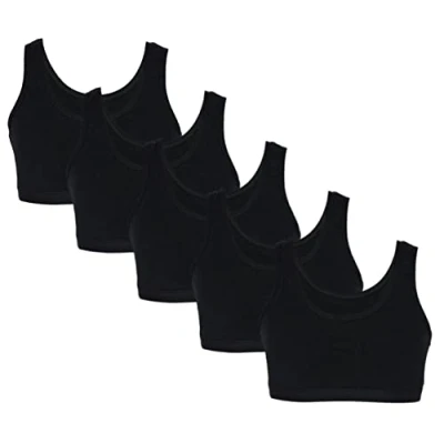 Afbeelding van TupTam Meisjes Bustier met Brede Banden 5 Pack, Mode Donkerblauw Donkergrijs Blauw Abrikoos Paars, 134 140