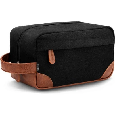 Afbeelding van BOTC Make up tasje 2 lagen Met handige vakjes Cosmetica organizer Toilettas Maat Etui Zwart/Bruin