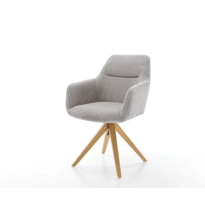 Afbeelding van Draaistoel Pejo Flex houten frame hoekig cord zilver grijs 180 draaibaar