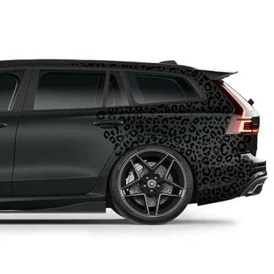 Afbeelding van Finest Folia Set van 6 DIN A4 vellen autostickers, luipaardpatroon, motorfiets, bus, sticker, autoaccessoires, tuning, decoratief design folie K172 (zwart glans)