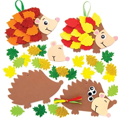 Afbeelding van Baker Ross AW937 knutselset voor decoratieve hangers egel (5 stuks) kinderen kunst en knutselhandwerk herfst winter, gesorteerd