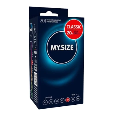 Afbeelding van MY.SIZE Classic condooms 60 mm breed I 20 stuks verpakking premium extra dun true to touch gossamer dunne 0,07 wanddikte vegan voor mannen