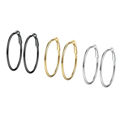 Afbeelding van PROSTEEL Roestvrijstalen Zilver/Zwart/Goud Damesoorbellen, 30mm Grote Oorbellen voor Vrouwen, Dames Set Hoop Earrings, Ideaal Cadeau Verjaardagen Jubilea.