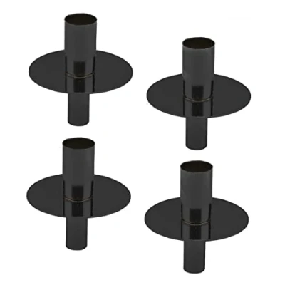 Afbeelding van Spetebo 33101 Metalen flessen kandelaar set van 4 elk 8 cm zwart flessenopzetstuk voor staafkaarsen advent kaarsen standaard inzetstuk tafelkaarsen